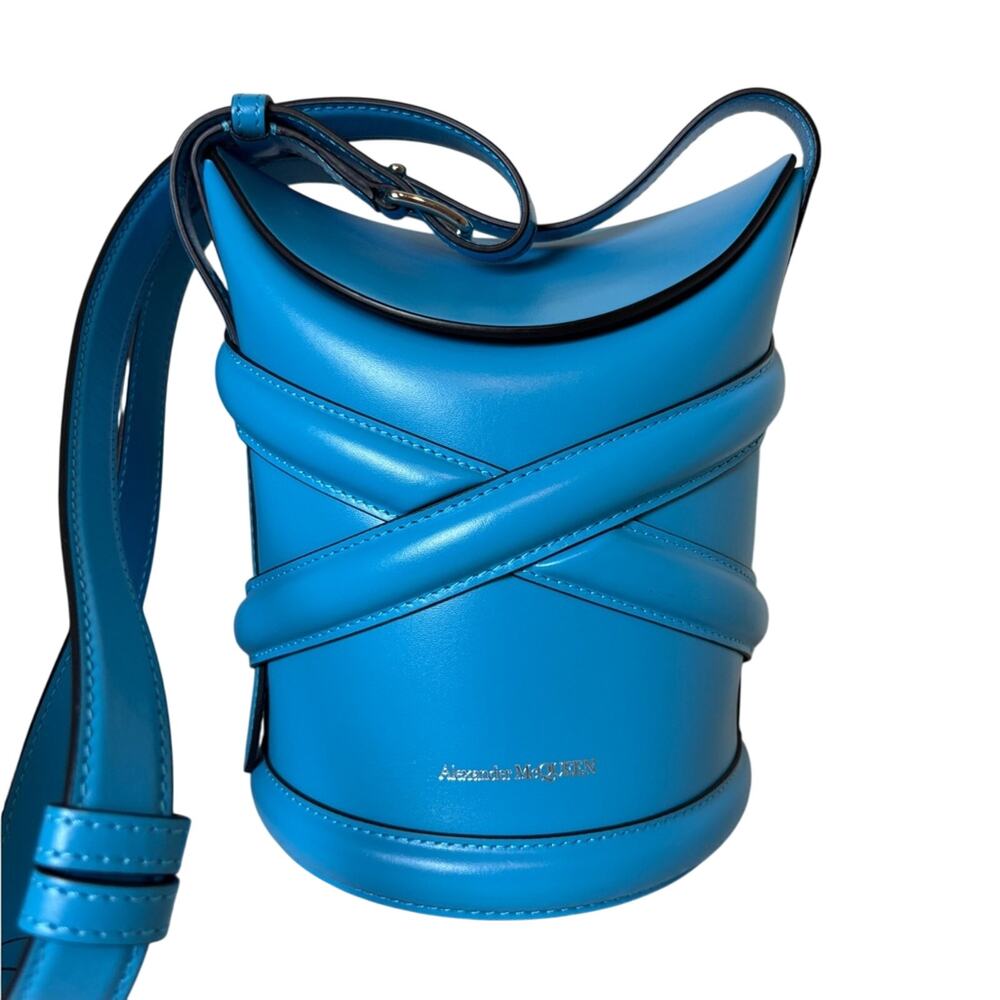 Alexander McQueen Curve Small Crossbody Bag Blue Calfskin Leather - Picture 3 of 9